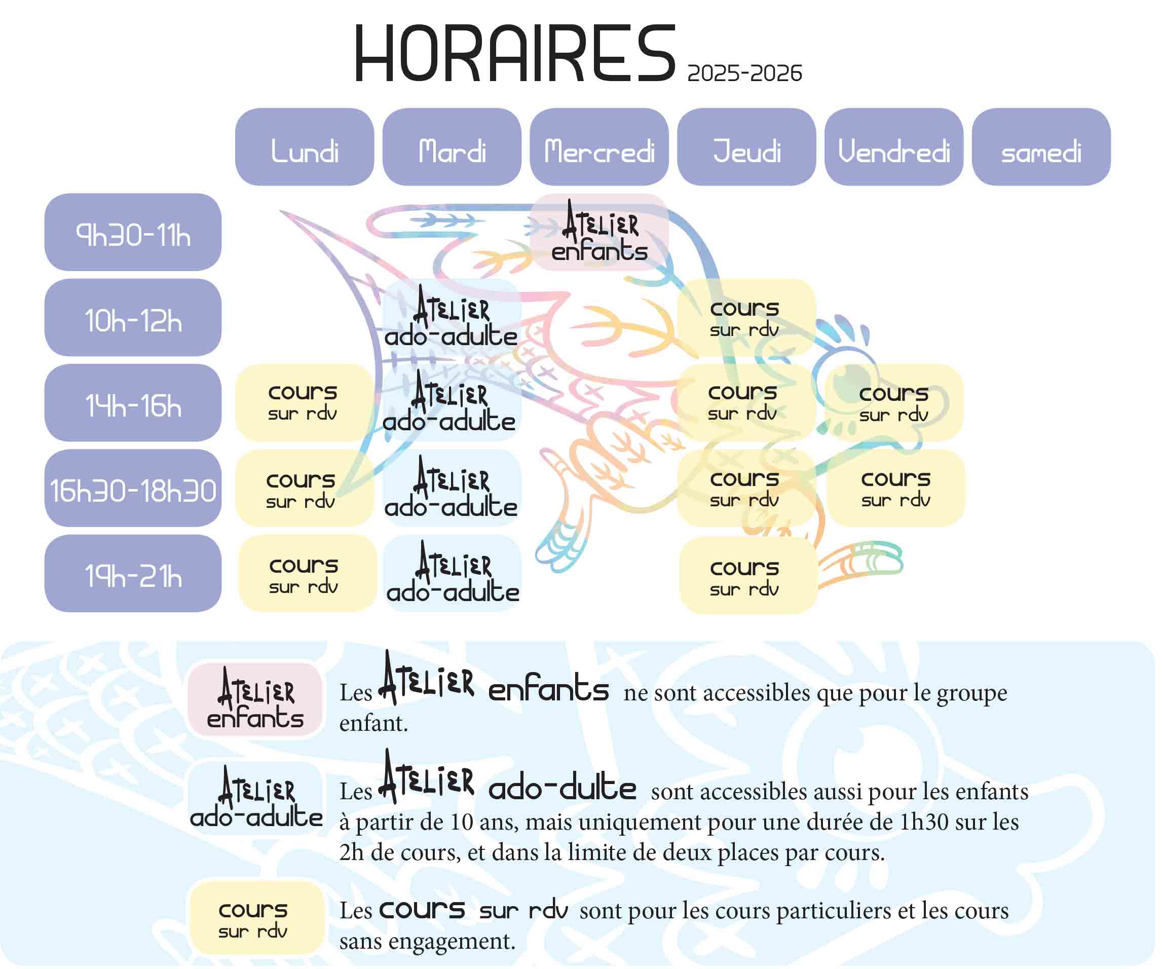 Planning des cours