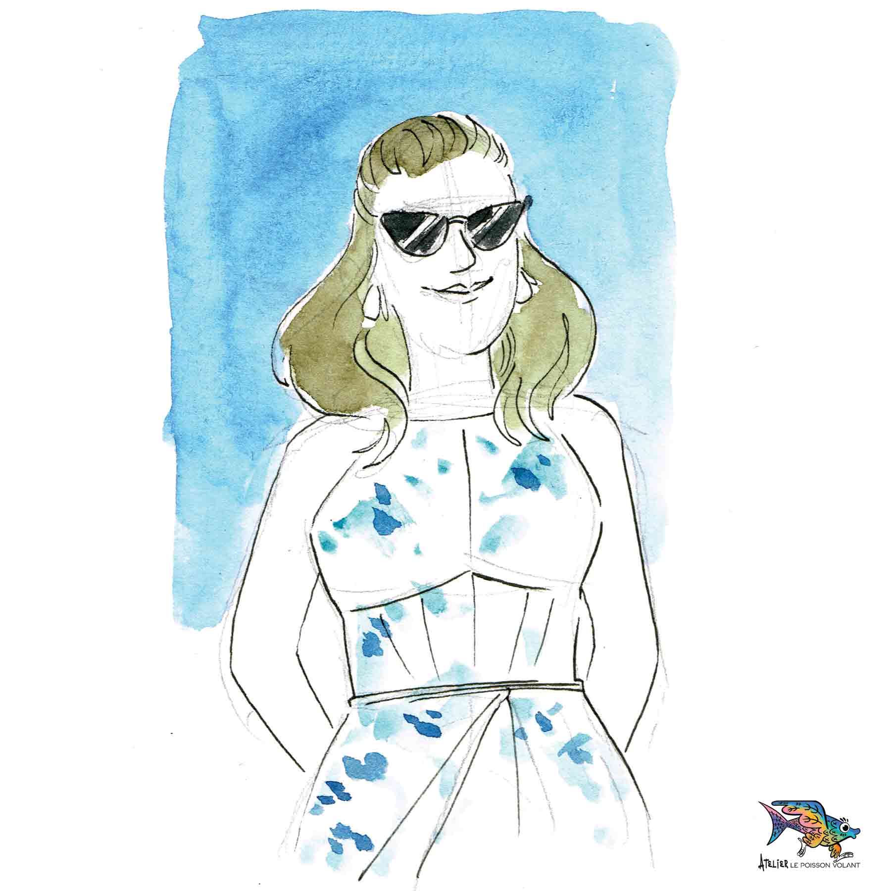 Exemple de croquis à l'aquarelle réalisé en direct